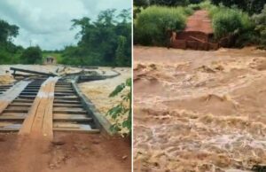 Ponte é levada em Salto do Céu