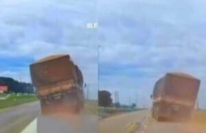 Motorista de caminhão é flagrado dirigindo em zigue-zague e quase tombando veículo na MT-484; veja vídeo :: Notícias de MT