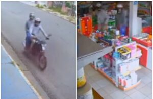 Câmera flagra dupla de ladrões roubando drogaria na Capital