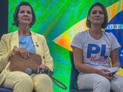 Michelle Bolsonaro enaltece esposa de Wellington Fagundes em visita a MT