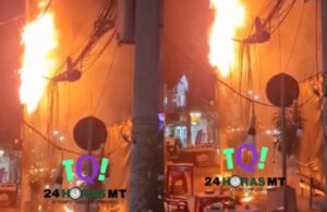 16:30 –
'Gatos' sobrecarregam circuito de energia e incêndio em poste interrompe feira tradicional em Cuiabá