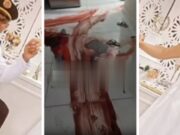 15:54 –
Vídeo mostra rastro de sangue em casa onde mulher foi morta com três tiros por PM
