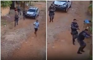Vídeo mostra suspeito de tráfico sendo perseguido por PMs; veja