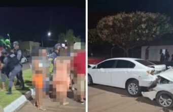 19:18 –
Motorista bêbado faz strike e bate Gol contra Civic e Ranger estacionados em avenida do interior