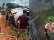 Ônibus de equipe do piloto Joaninha tomba em estrada no interior do Pará :: Notícias de MT