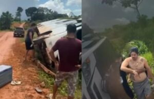 Ônibus de equipe do piloto Joaninha tomba em estrada no interior do Pará :: Notícias de MT