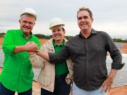 Prefeita Flávia Moretti apresenta obra da ETE ao senador Wellington Fagundes