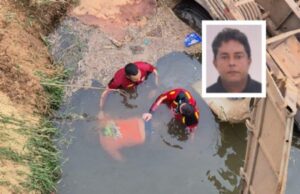 16:39 –
Motorista de carreta que caiu de ponte é localizado e identificado no rio São Lourenço