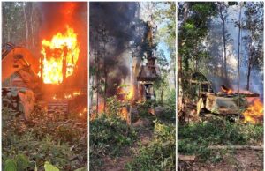 PF destrói maquinário usado em garimpo no interior de MT; fotos