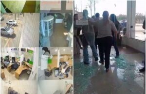 Vídeos mostram ação dos assaltantes e estragos em agência